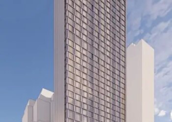 Construction on 55 Willoughby tower in Brooklyn, New York