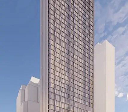 Construction on 55 Willoughby tower in Brooklyn, New York