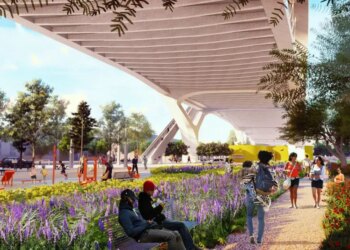 Construction begins at Sixth Street Viaduct park, Los Angeles