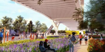 Construction begins at Sixth Street Viaduct park, Los Angeles