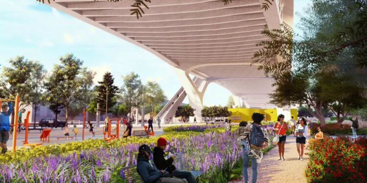 Construction begins at Sixth Street Viaduct park, Los Angeles