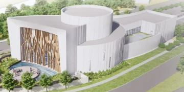 The rendering shows the new Holocaust Museum for Hope & Humanity in downtown Orlando.